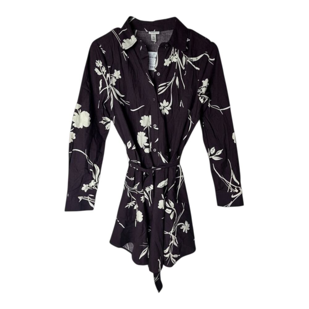 Women's Button-Down Shirtdress - A New Day™ Burgundy Floral XS